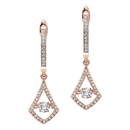 14K Rose Gold Diamond Rhythm Of Love Earrings 1/2 ctw