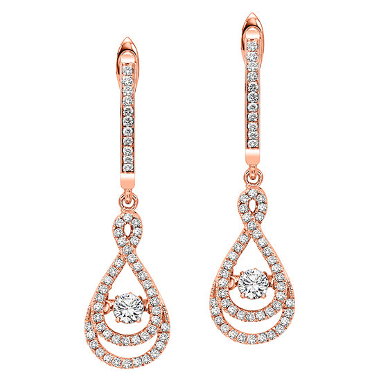 14K Rose Gold Diamond Rhythm Of Love Earrings 1/2 ctw