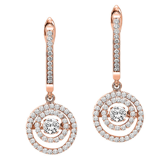 14K Rose Gold Diamond Rhythm Of Love Earrings 1/2 ctw