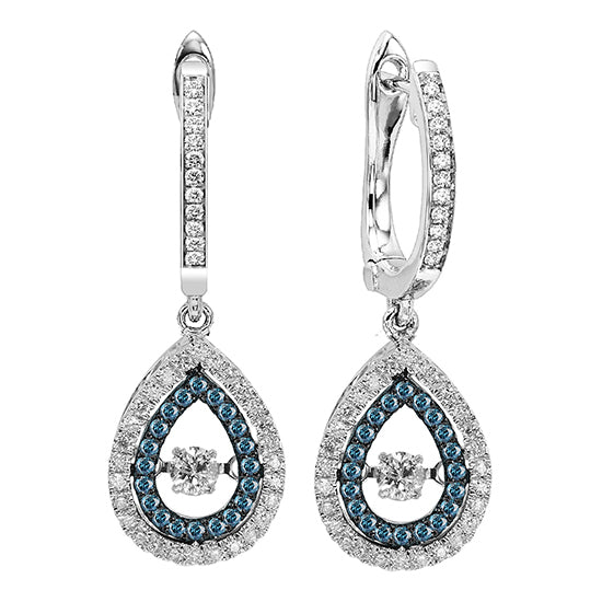 14K Blue & White Diamond Rhythm Of Love Earrings 1/2 ctw