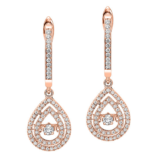 14KRose Gold Diamond Rhythm Of Love Earrings 1/2 ctw