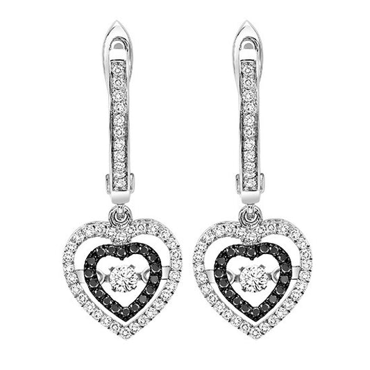 14K Black & white Diamond Rhythm Of Love Earrings 1/2 ctw