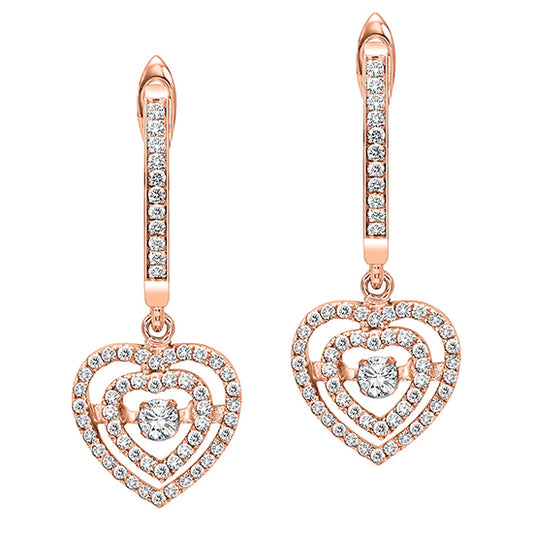 14K Rose Gold Diamond Rhythm Of Love Earrings 1/2 ctw