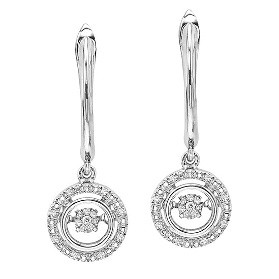 Silver Diamond ROL Earrings 1/10 ctw