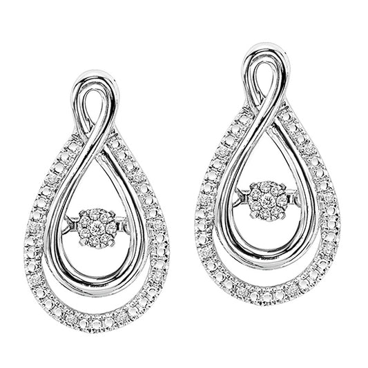 Silver Diamond ROL Earrings 1/10 ctw