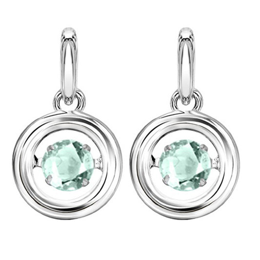 Silver Rol Birthstone - Genuine Aqua Earrings