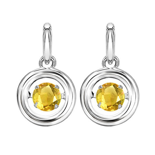 Silver Rol Birthstone - Genuine Citrine Earrings