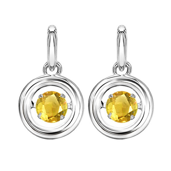 Silver Rol Birthstone - Genuine Citrine Earrings