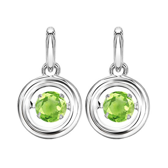 Silver Rol Birthstone - Genuine Peridot Earrings