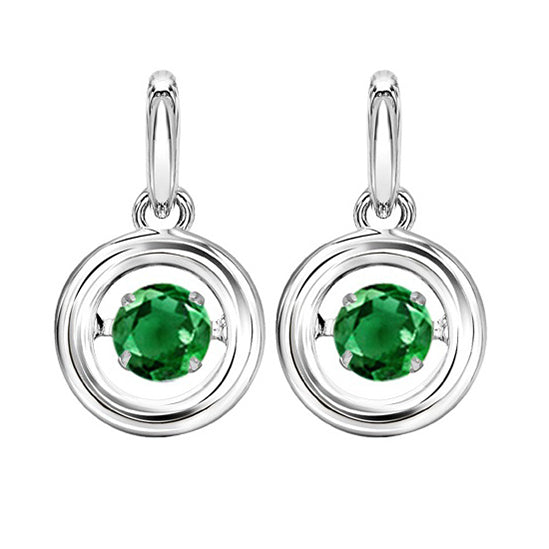 Silver Rol Birthstone - Genuine Emerald Earrings