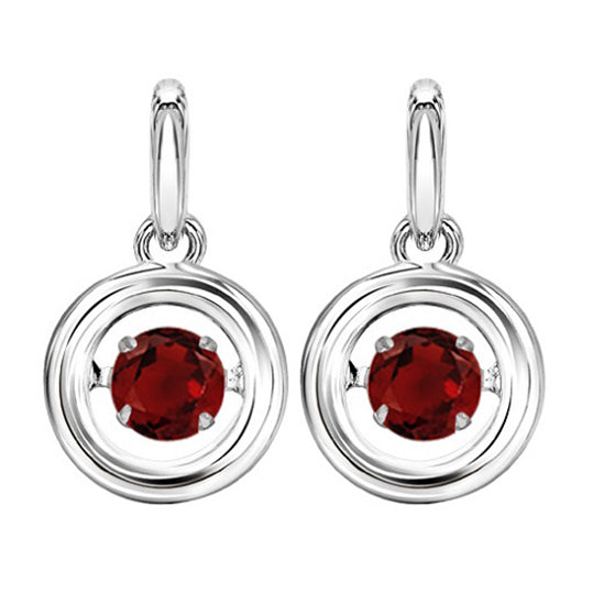 Silver Rol Birthstone - Genuine Garnet Earrings