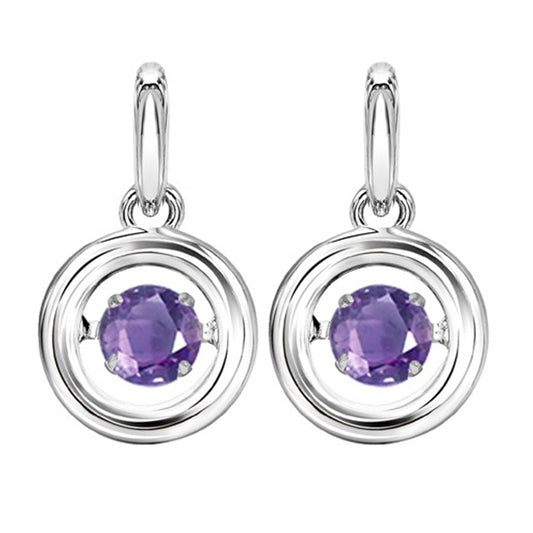 Silver Rol Birthstone - Genuine Amethyst Earrings