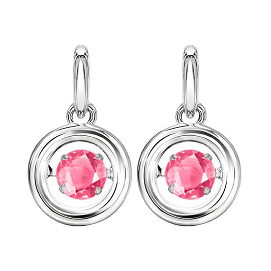 Silver Rol Birthstone - Genuine Pink Tourmaline Earrings