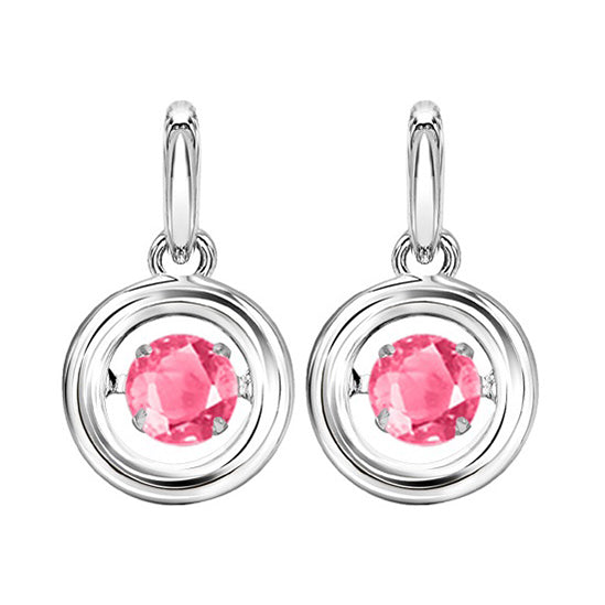 Silver Rol Birthstone - Genuine Pink Tourmaline Earrings