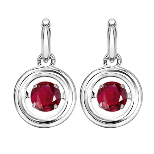 Silver Rol Birthstone - Genuine Ruby Earrings