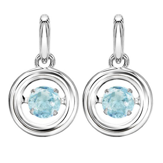 Silver Rol Birthstone - Genuine White Topaz Earrings