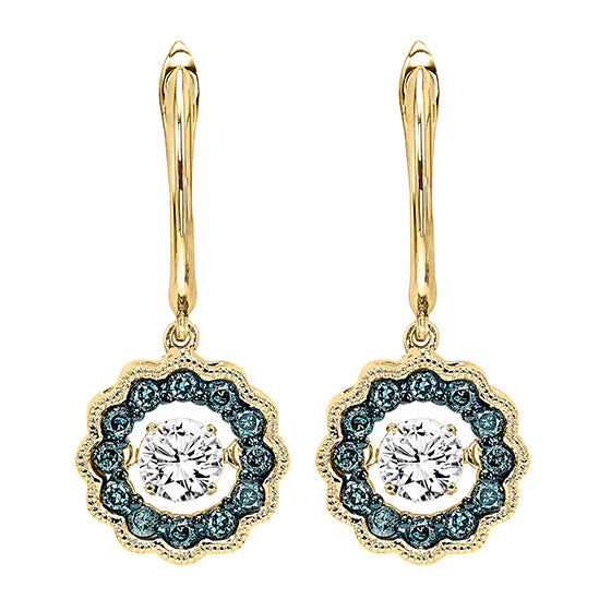 14K Gold and Blue & White Rhythm Of Love Earrings 1/2 ctw