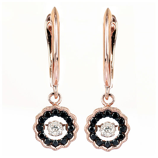 14K Rose Gold Black Diamond Rhythm Of Love Earrings 1/2 ctw