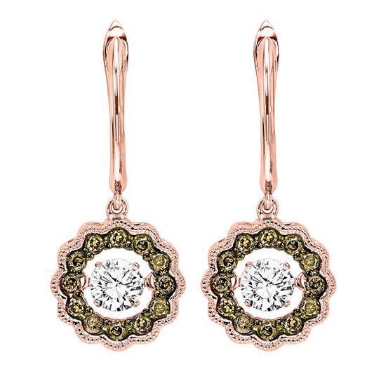 14K Rose Gold Brown Diamond ROL Earrings 1/2 ctw