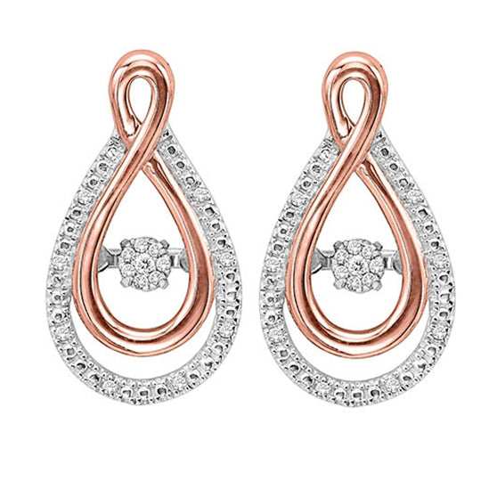 Rose Gold & Silver Diamond Rhythm Of Love Earrings