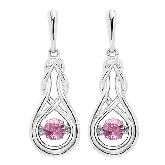 Silver Created Pink Tourmaline Earrings