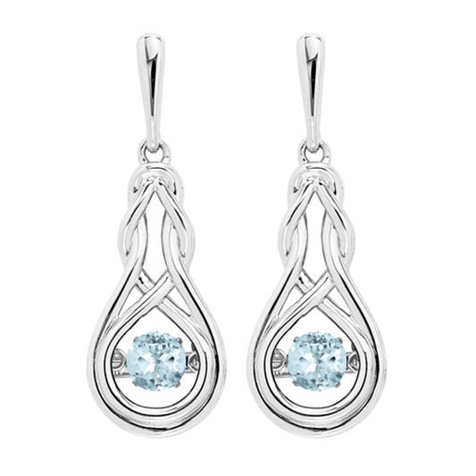 Silver Created Aqua Earrings