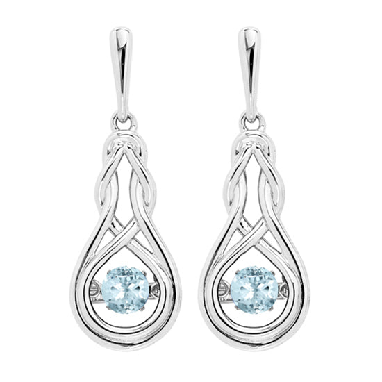 Silver Created Aqua Earrings