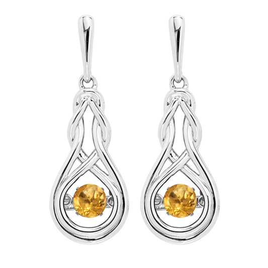 Silver Created Citrine Earrings