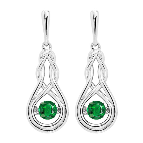 Silver Created Emerald Earrings