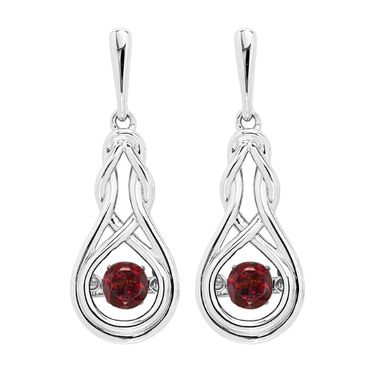 Silver Created Garnet Earrings