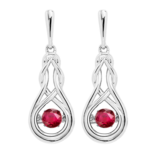 Silver Created Ruby Earrings