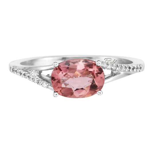 14K White Gold Pink Tourmaline/Diamond Ring