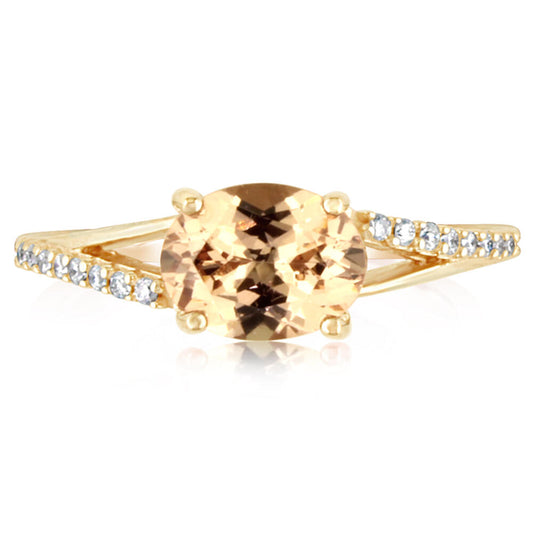 14K Rose Gold Lotus Garnet/Diamond Ring