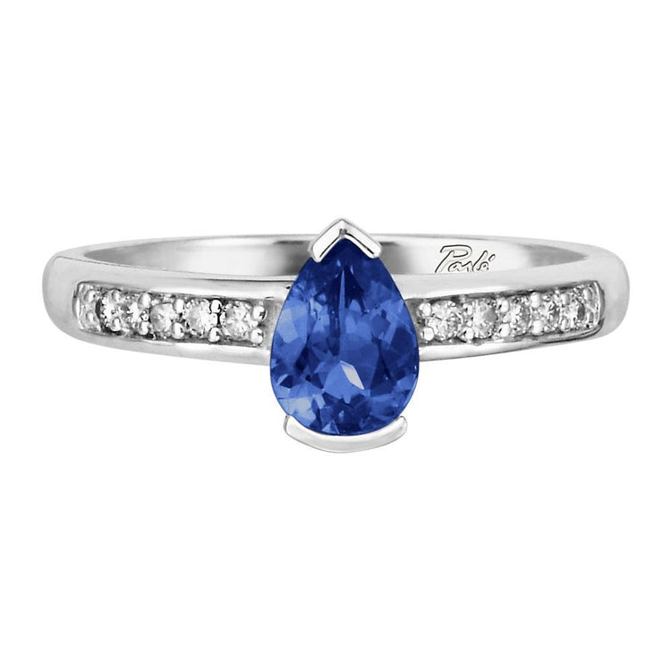 14K White Gold Blue Sapphire/Diamond Ring