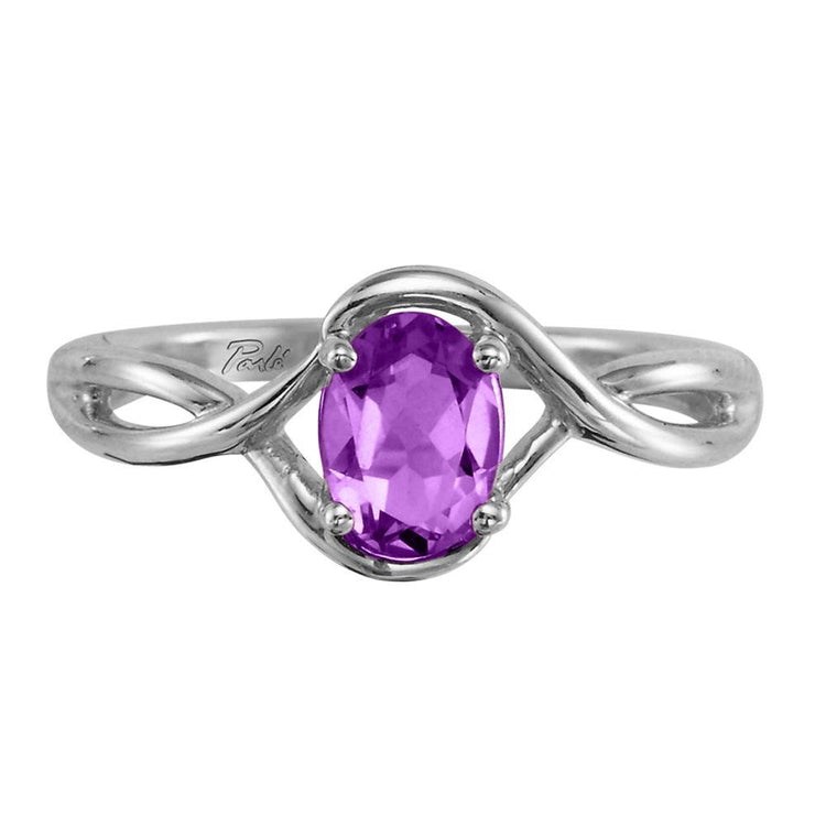 14K White Gold Amethyst Ring