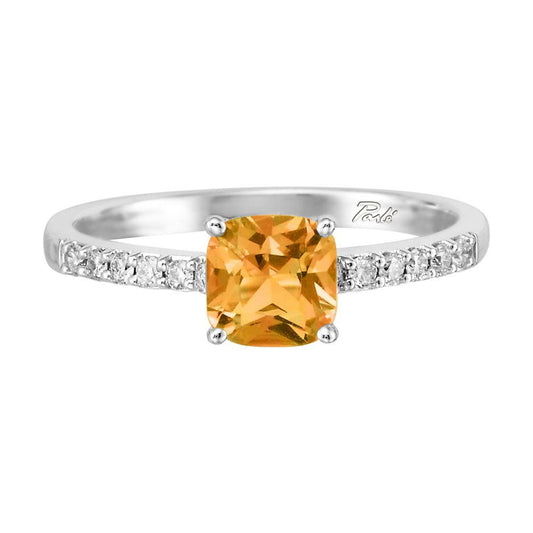 14K White Gold Citrine/Diamond Ring