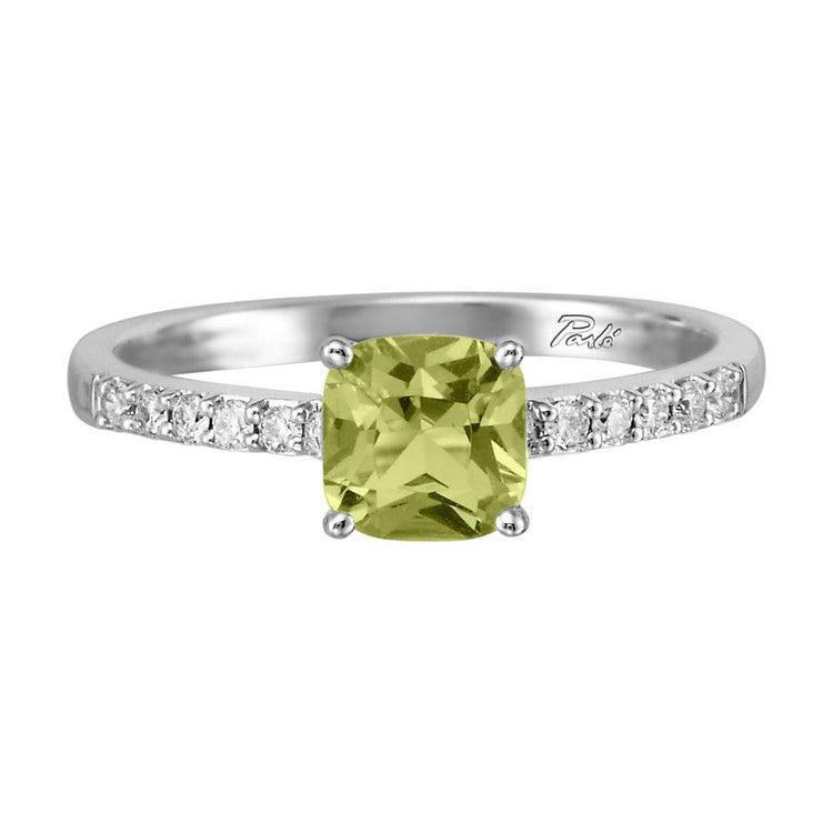 14K White Gold Peridot/Diamond Ring