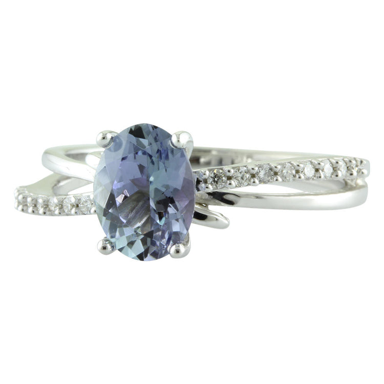 14K White Gold Peacock Tanzanite/Diamond Ring