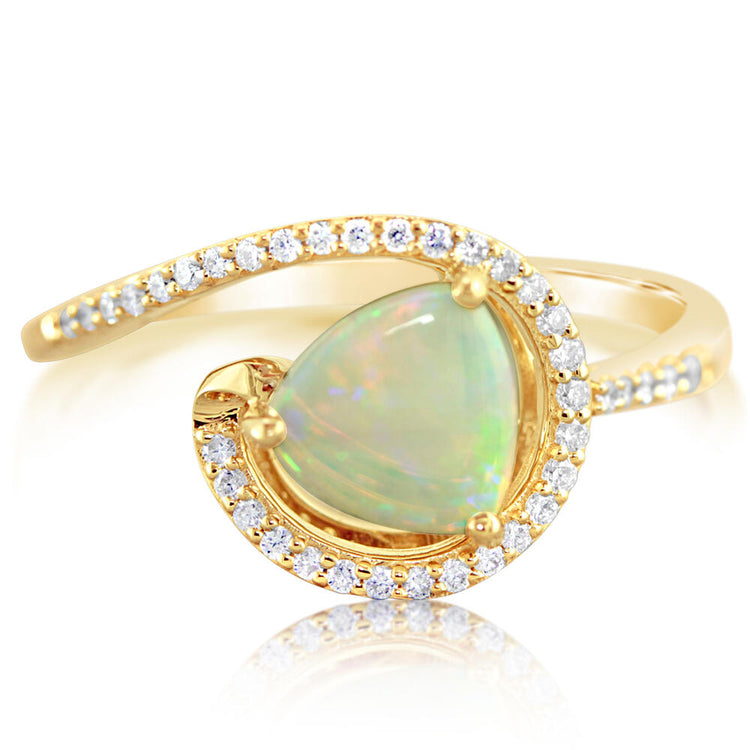 14K Yellow Gold Australian Opal/Diamond Ring