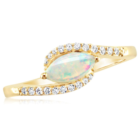 14K White Gold Australian Opal/Diamond Ring