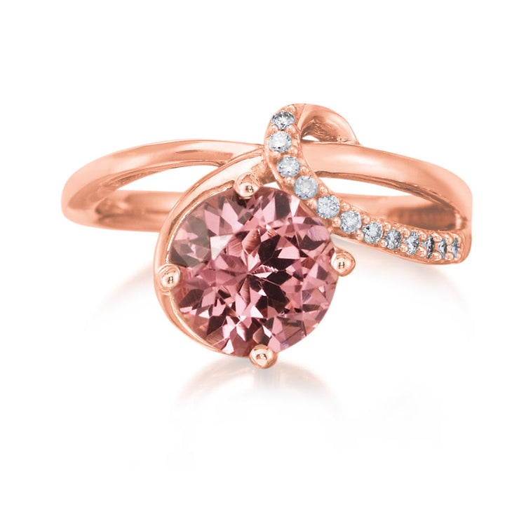 14K Rose Gold Lotus Garnet/Diamond Ring