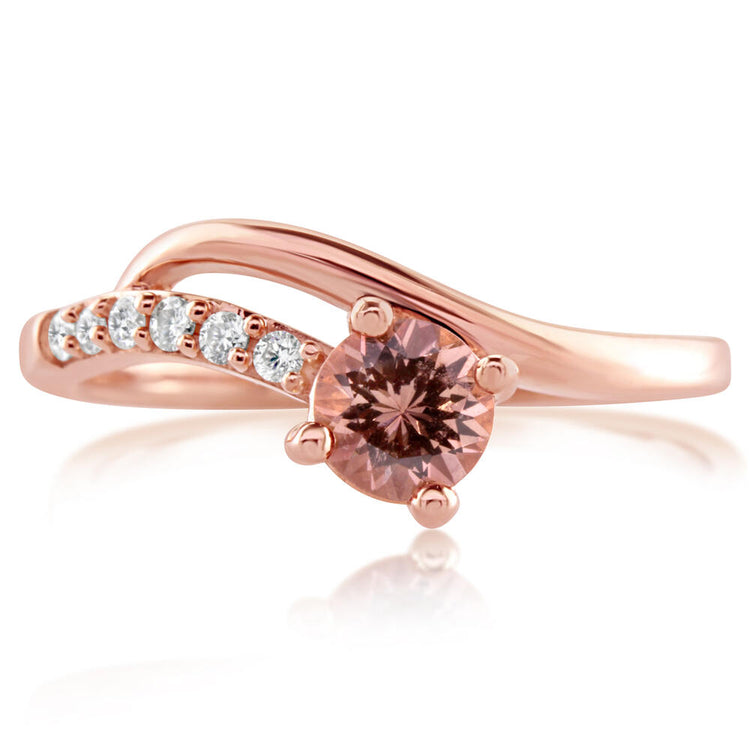 14K Rose Gold Lotus Garnet/Diamond Ring