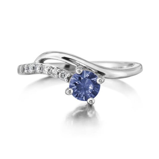 14K White Gold Blue Sapphire/Diamond Ring