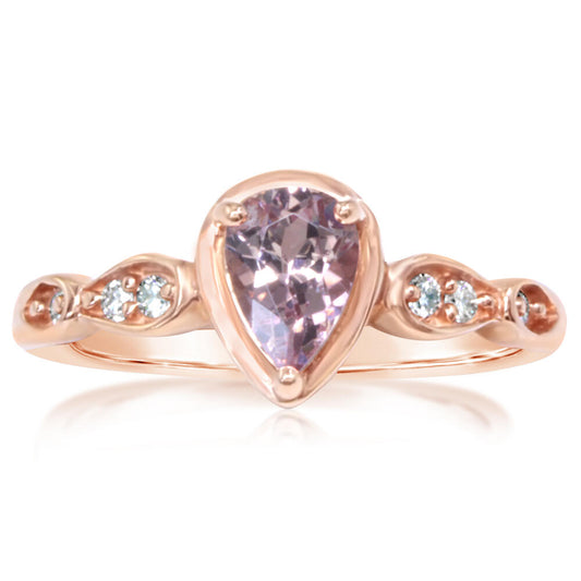 14K Rose Gold Lotus Garnet/Diamond Ring