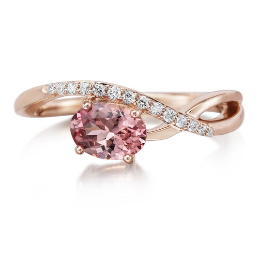 14K Rose Gold Lotus Garnet/Diamond Ring