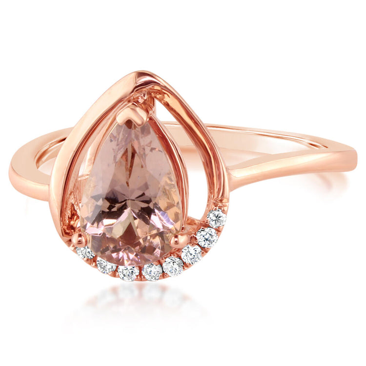 14K Rose Gold Lotus Garnet/Diamond Ring