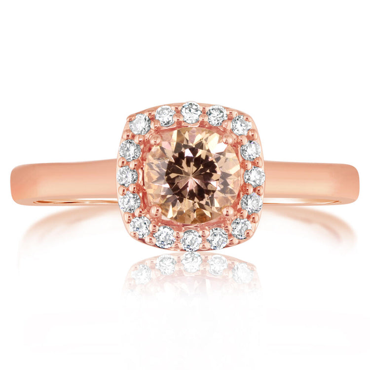 14K Rose Gold Lotus Garnet/Diamond Ring