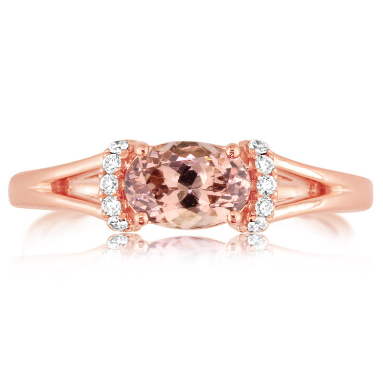 14K Rose Gold Lotus Garnet/Diamond Ring