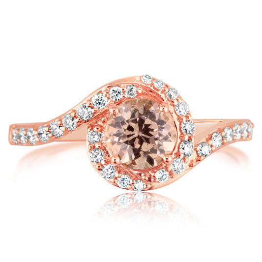 14K Rose Gold Lotus Garnet/Diamond Ring