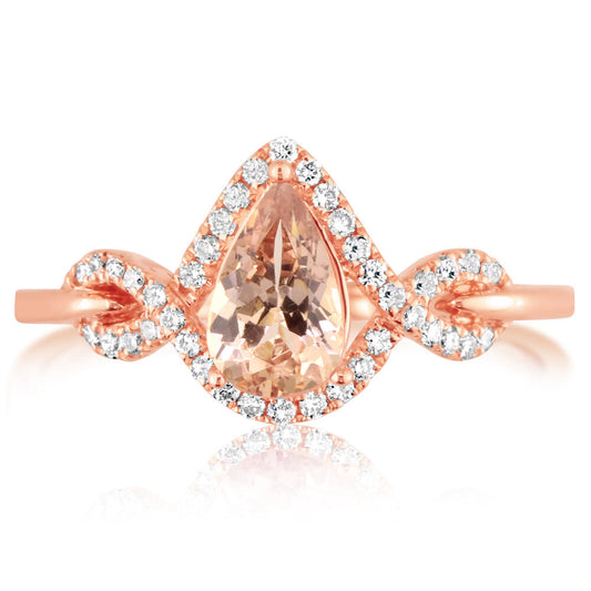 14K Rose Gold Lotus Garnet/Diamond Ring